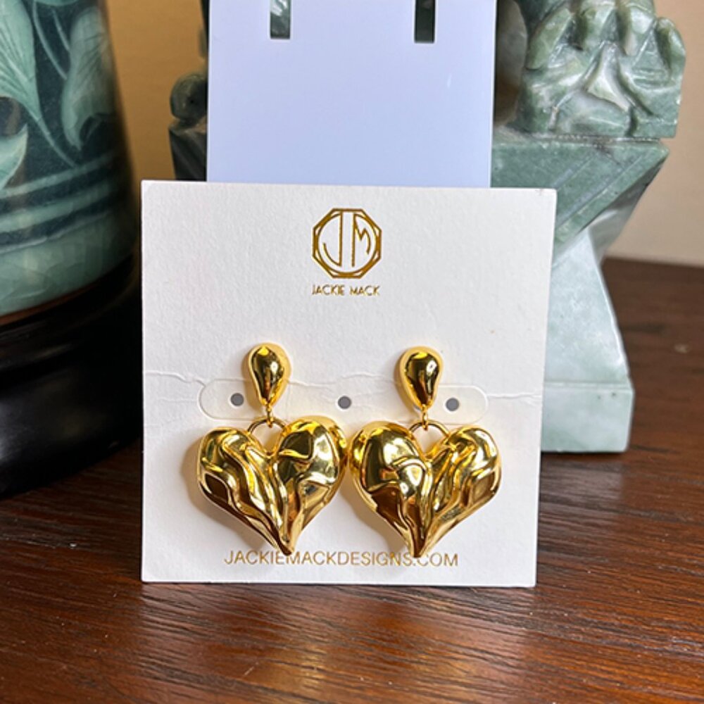 Jackie Mack Designs Lovebeat Heart Drop Earrings NWT